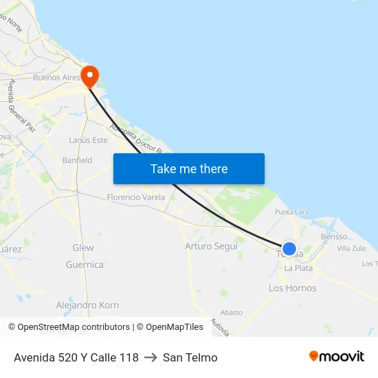 Avenida 520 Y Calle 118 to San Telmo map