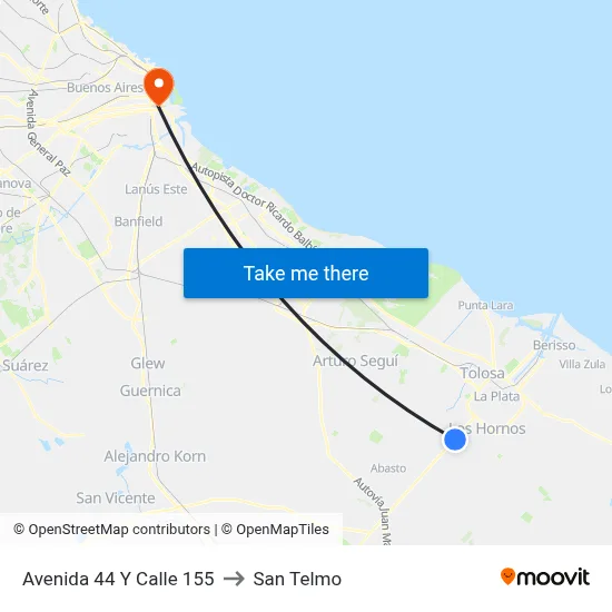 Avenida 44 Y Calle 155 to San Telmo map