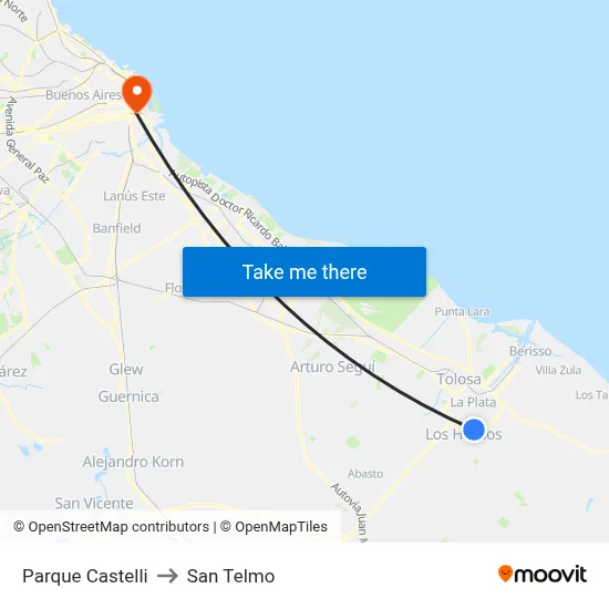 Parque Castelli to San Telmo map