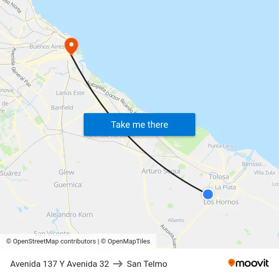 Avenida 137 Y Avenida 32 to San Telmo map