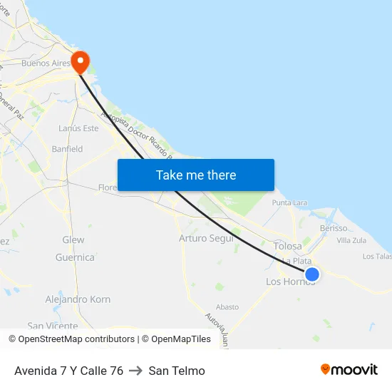 Avenida 7 Y Calle 76 to San Telmo map
