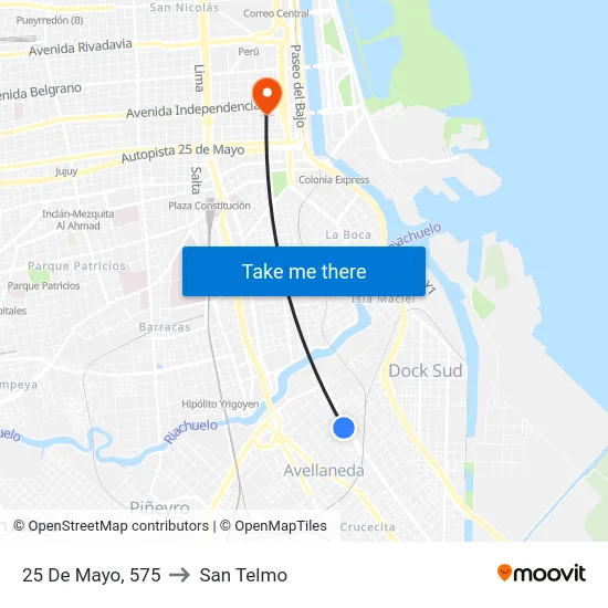 25 De Mayo, 575 to San Telmo map