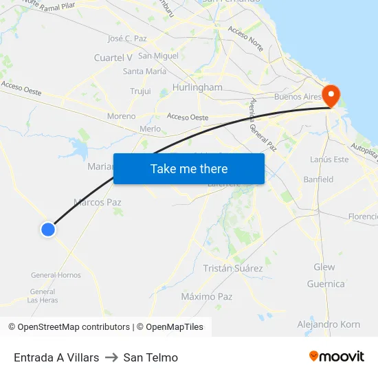 Entrada A Villars to San Telmo map