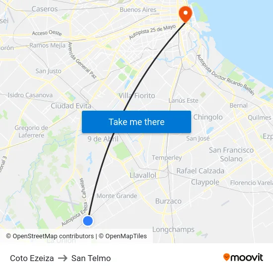 Coto Ezeiza to San Telmo map