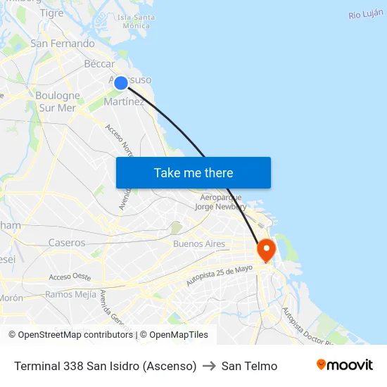 Terminal 338 San Isidro (Ascenso) to San Telmo map