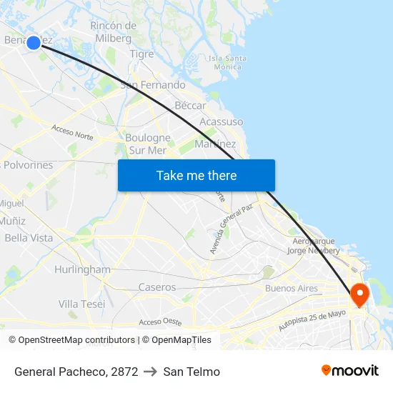 General Pacheco, 2872 to San Telmo map