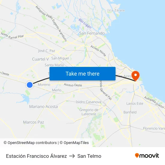 Estación Francisco Álvarez to San Telmo map
