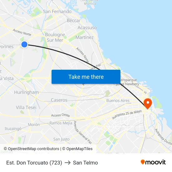 Est. Don Torcuato (723) to San Telmo map