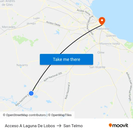 Acceso A Laguna De Lobos to San Telmo map