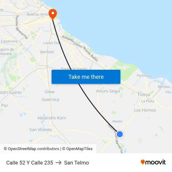 Calle 52 Y Calle 235 to San Telmo map