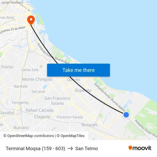 Terminal Moqsa (159 - 603) to San Telmo map