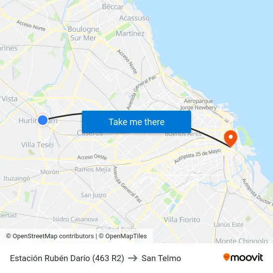 Estación Rubén Darío (463 R2) to San Telmo map