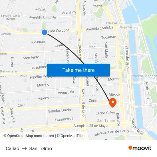 Callao to San Telmo map