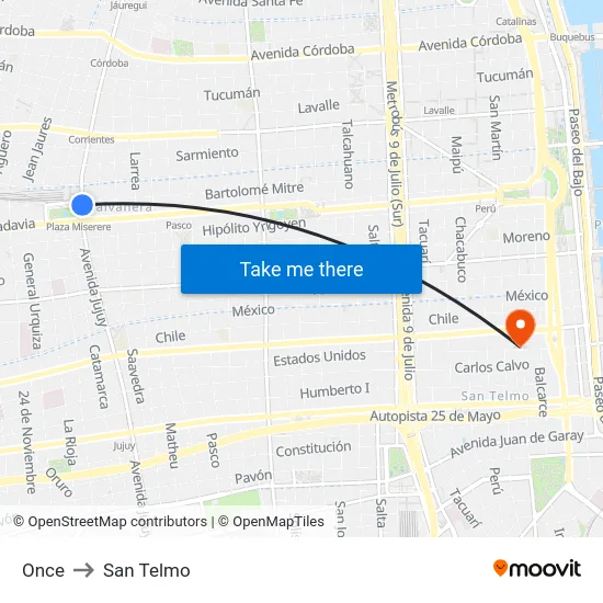 Once to San Telmo map