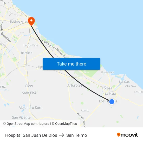 Hospital San Juan De Dios to San Telmo map