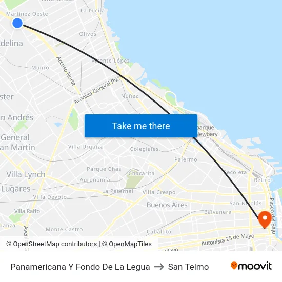 Panamericana Y Fondo De La Legua to San Telmo map