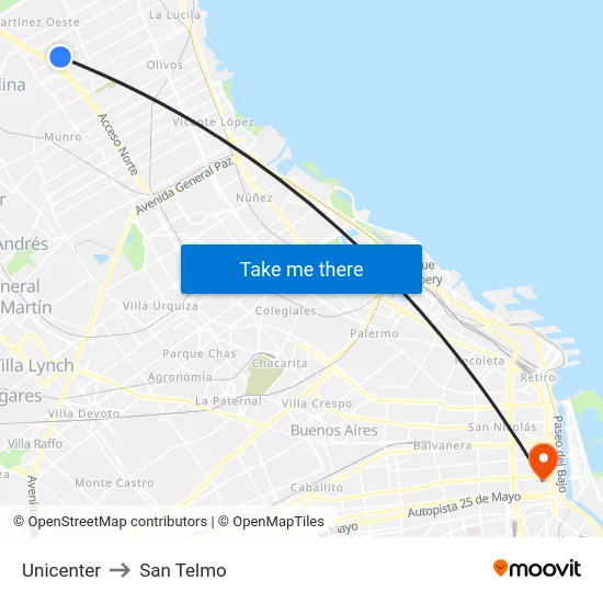 Unicenter to San Telmo map