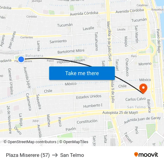 Plaza Miserere (57) to San Telmo map