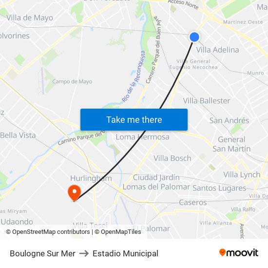 Boulogne Sur Mer to Estadio Municipal map