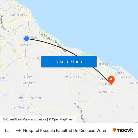 Lanús to Hospital Escuela Facultad De Ciencias Veterinarias - Unlp map