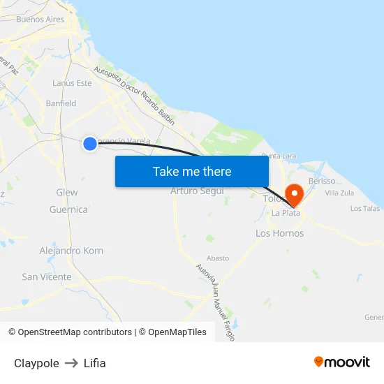 Claypole to Lifia map