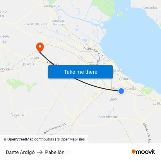 Dante Ardigó to Pabellón 11 map