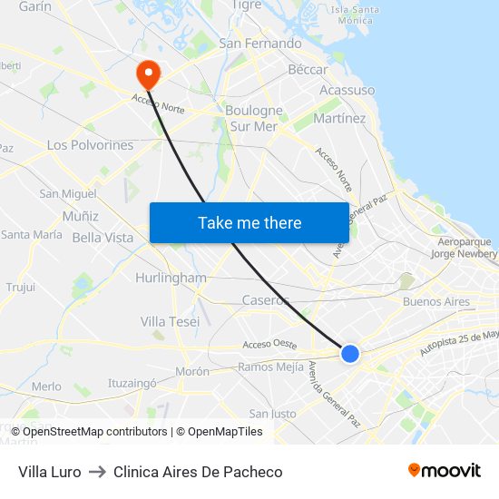 Villa Luro to Clinica Aires De Pacheco map