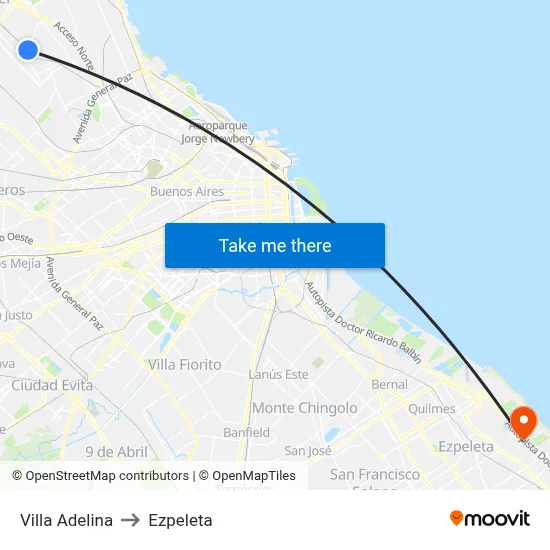 Villa Adelina to Ezpeleta map