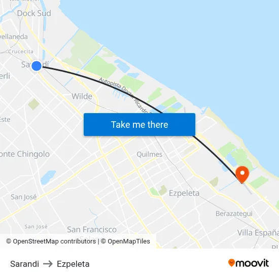 Sarandi to Ezpeleta map