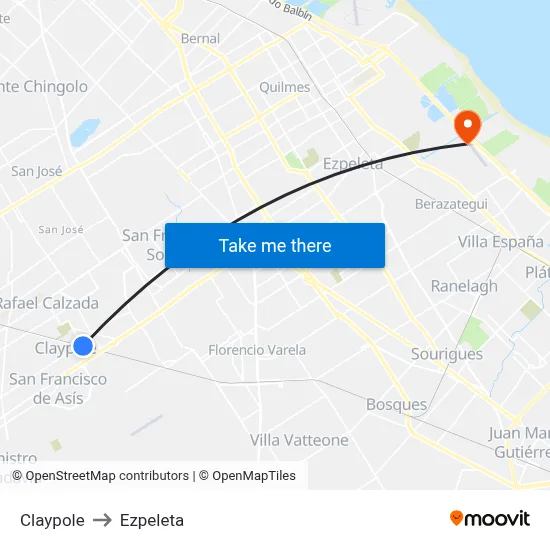 Claypole to Ezpeleta map
