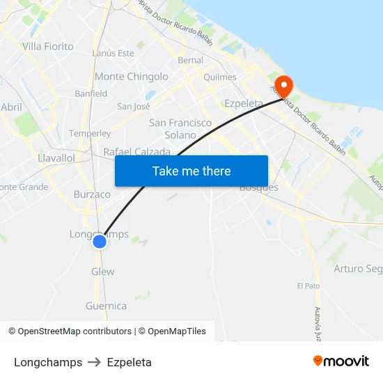 Longchamps to Ezpeleta map