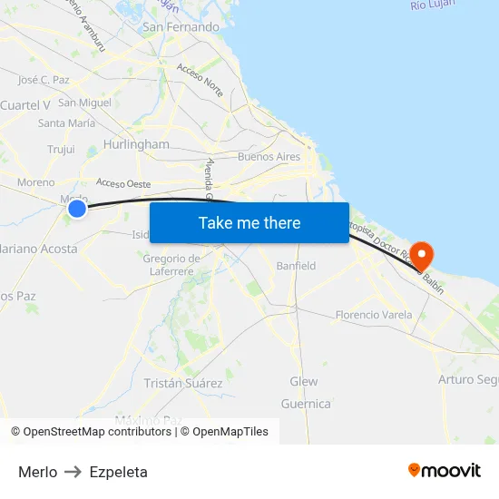 Merlo to Ezpeleta map