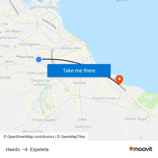 Haedo to Ezpeleta map