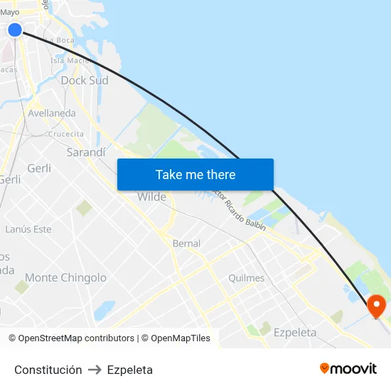 Constitución to Ezpeleta map