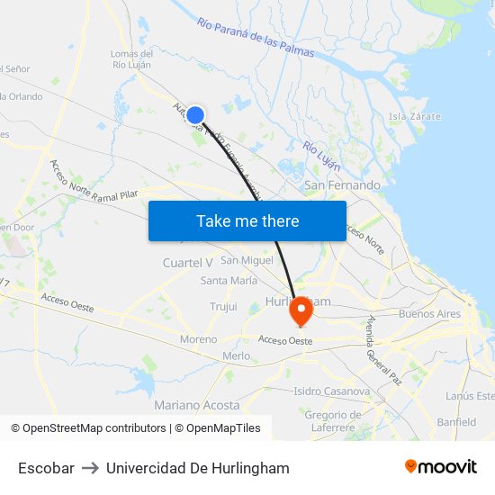 Escobar to Univercidad De Hurlingham map