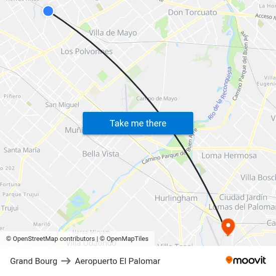 Grand Bourg to Aeropuerto El Palomar map