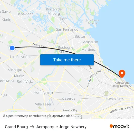 Grand Bourg to Aeroparque Jorge Newbery map