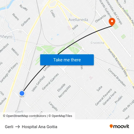 Gerli to Hospital Ana Goitia map