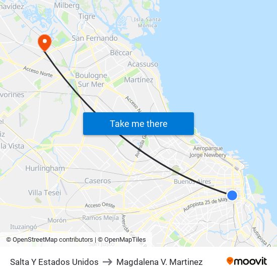 Salta Y Estados Unidos to Magdalena V. Martinez map