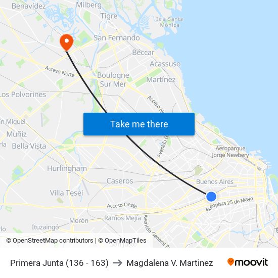 Primera Junta (136 - 163) to Magdalena V. Martinez map