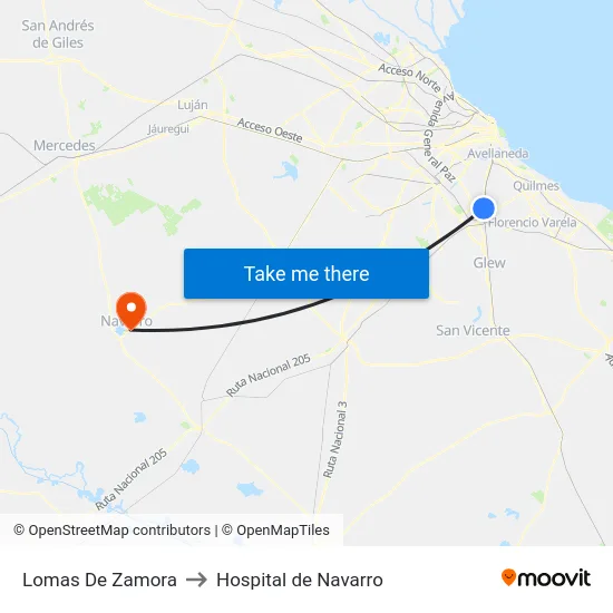 Lomas De Zamora to Hospital de Navarro map