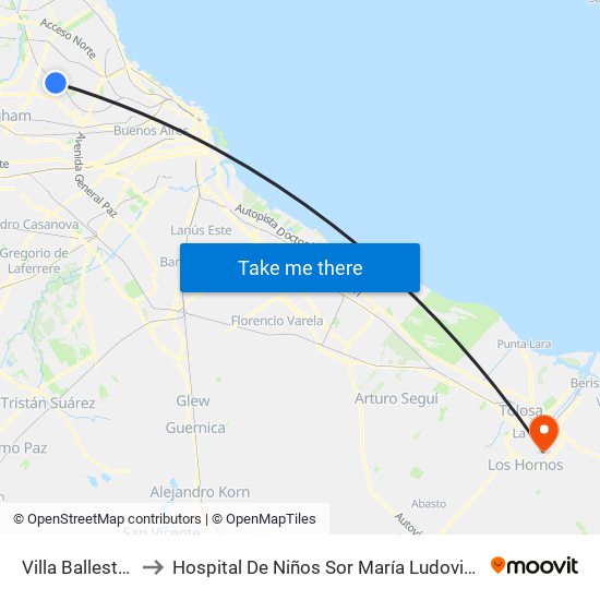 Villa Ballester to Hospital De Niños Sor María Ludovica map