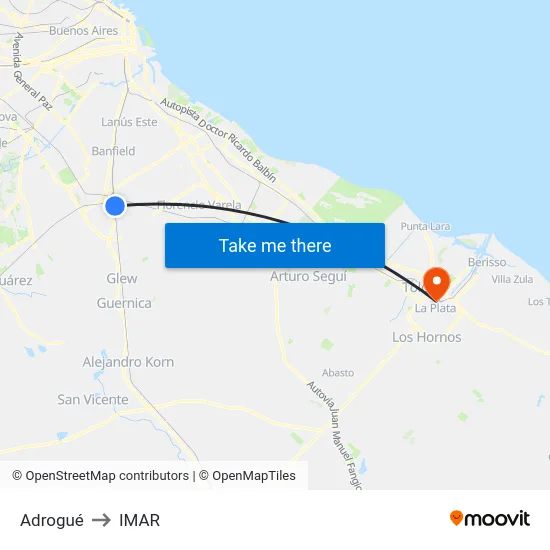 Adrogué to IMAR map