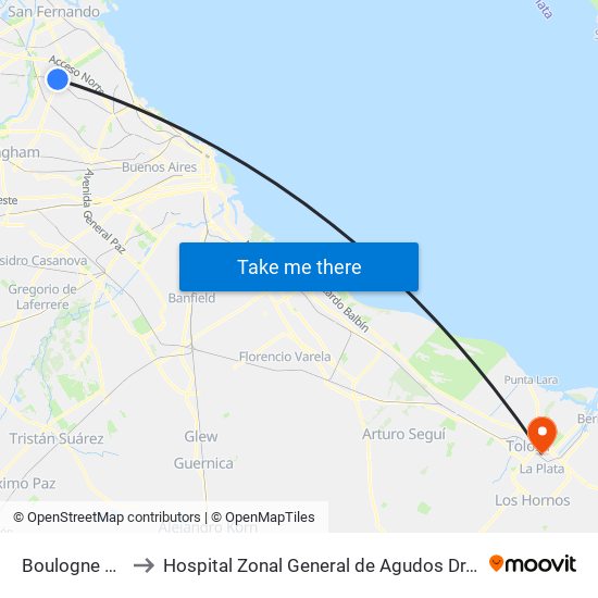 Boulogne Sur Mer to Hospital Zonal General de Agudos Dr. Ricardo Gutierrez map
