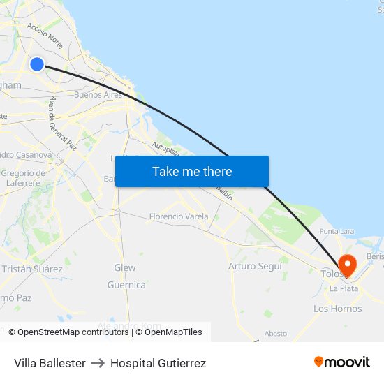 Villa Ballester to Hospital Gutierrez map