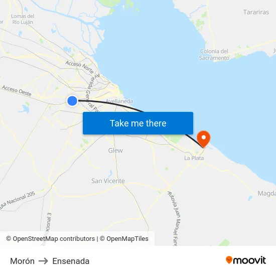 Morón to Ensenada map