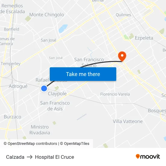 Calzada to Hospital El Cruce map