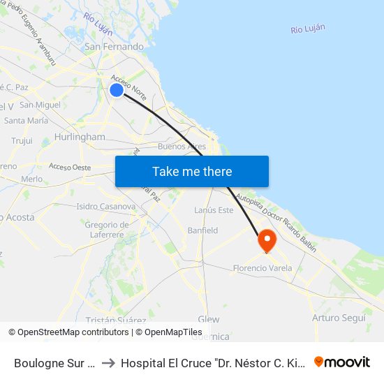 Boulogne Sur Mer to Hospital El Cruce "Dr. Néstor C. Kirchner" map