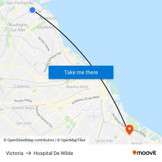 Victoria to Hospital De Wilde map