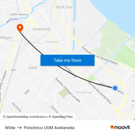 Wilde to Policlinico UOM Avellaneda map